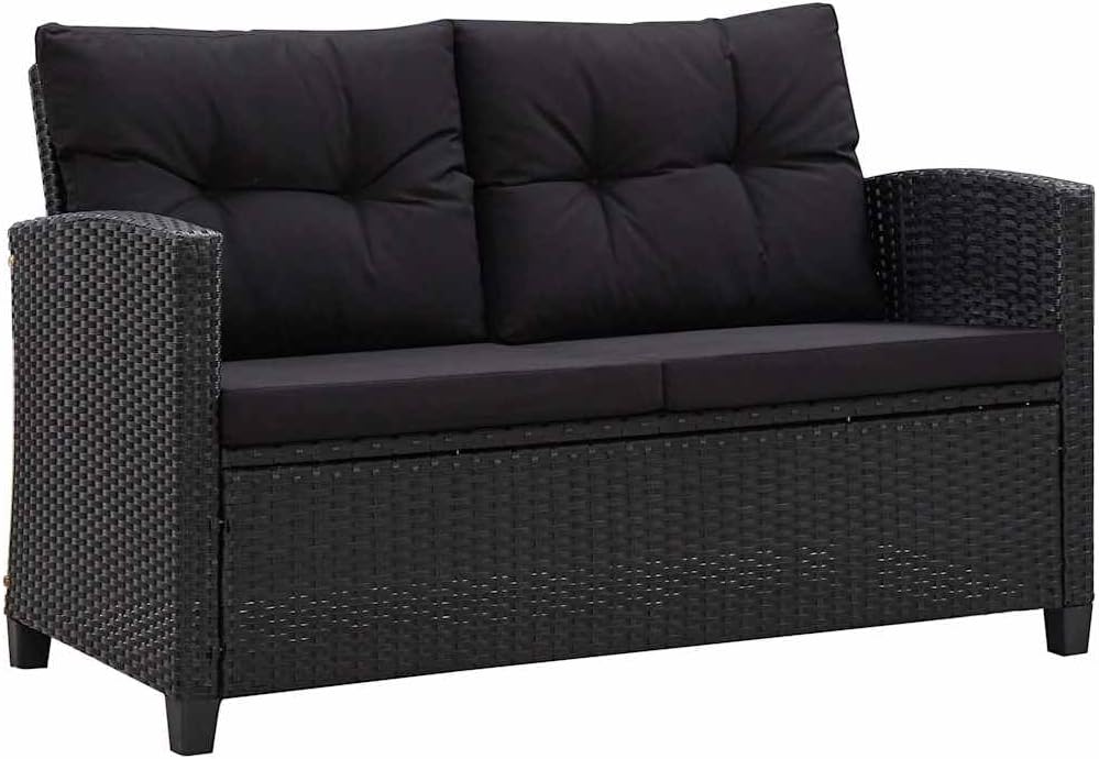 vidaXL canapé, 124cm, noir, pour le jardin