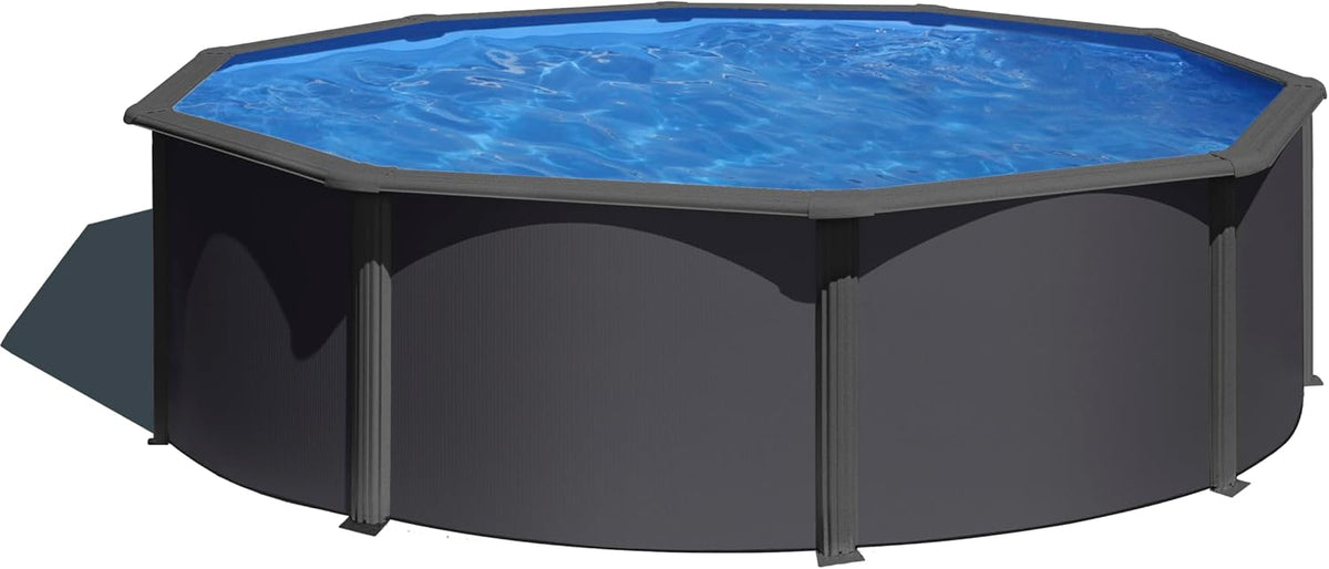 piscine KIT350GY, Ø350 × 120 cm, acier, gris, pour le jardin, Gre, Ø350x120 cm
