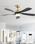 Ventilateurs de plafond avec lampe intégrée, 132cm, commande intelligente, Sofucor