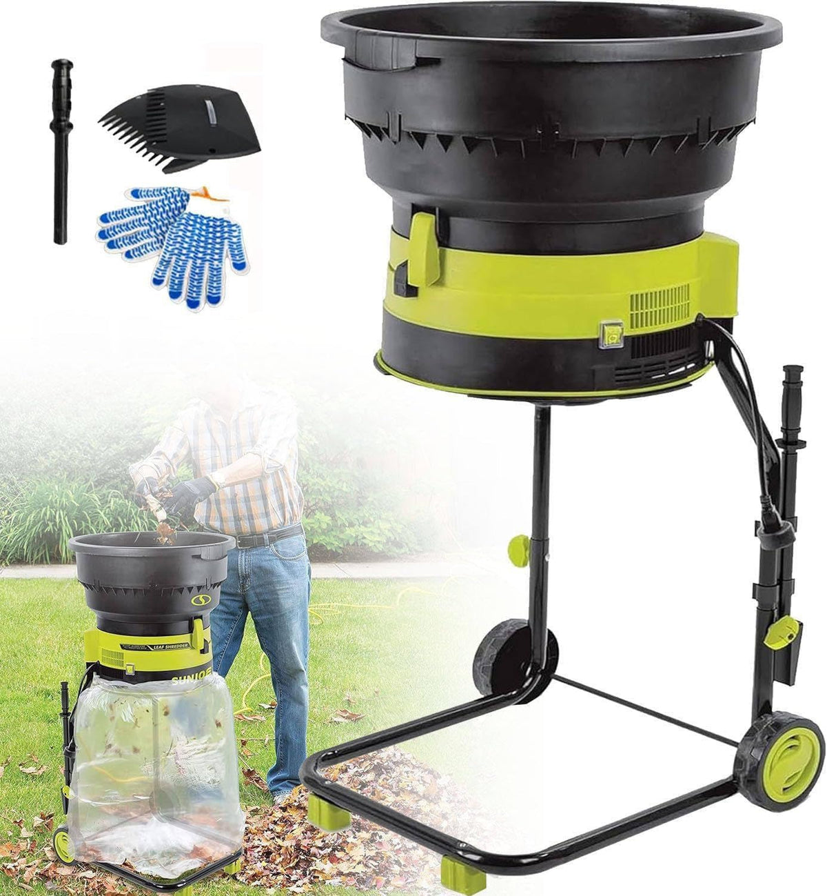 Broyeurs, 54 cm, réglable, Broyeur de feuilles électrique avec grossièreté réglable, moteur haute puissance pour un nettoyage efficace de la cour