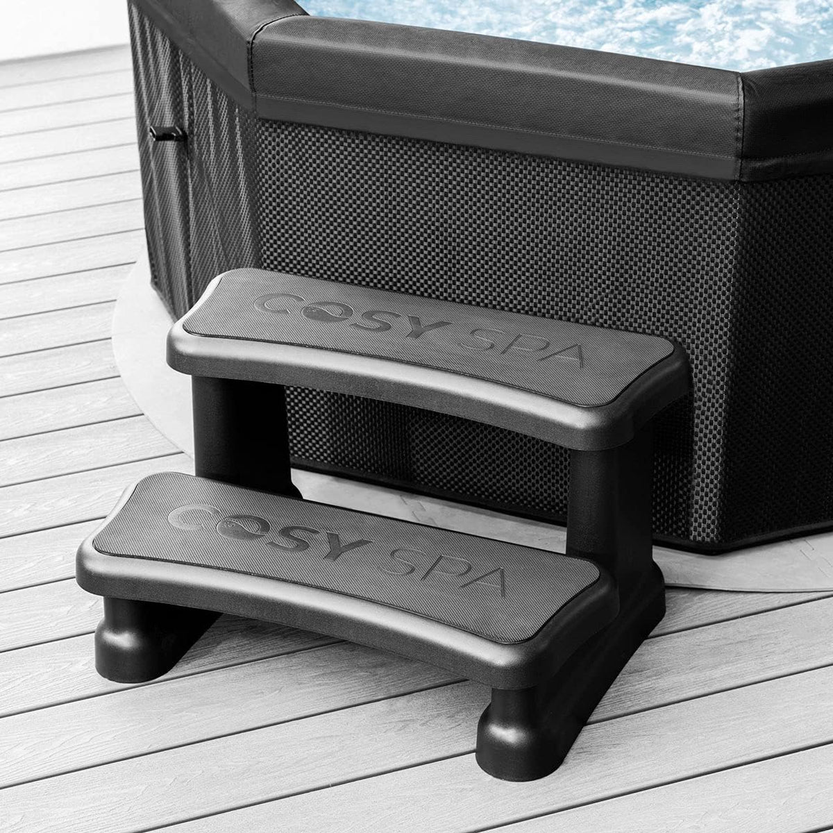 table, noir, CosySpa, Escalier Piscine Spa - MarchePied pour Entrer dans Le