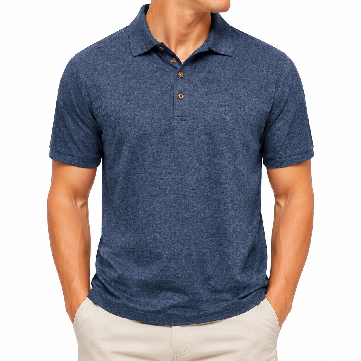 Polo homme taille M bleu marine en maille à manches courtes style décontracté