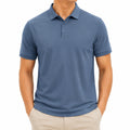 Polo homme taille M en maille bleu acier à manches courtes style classique