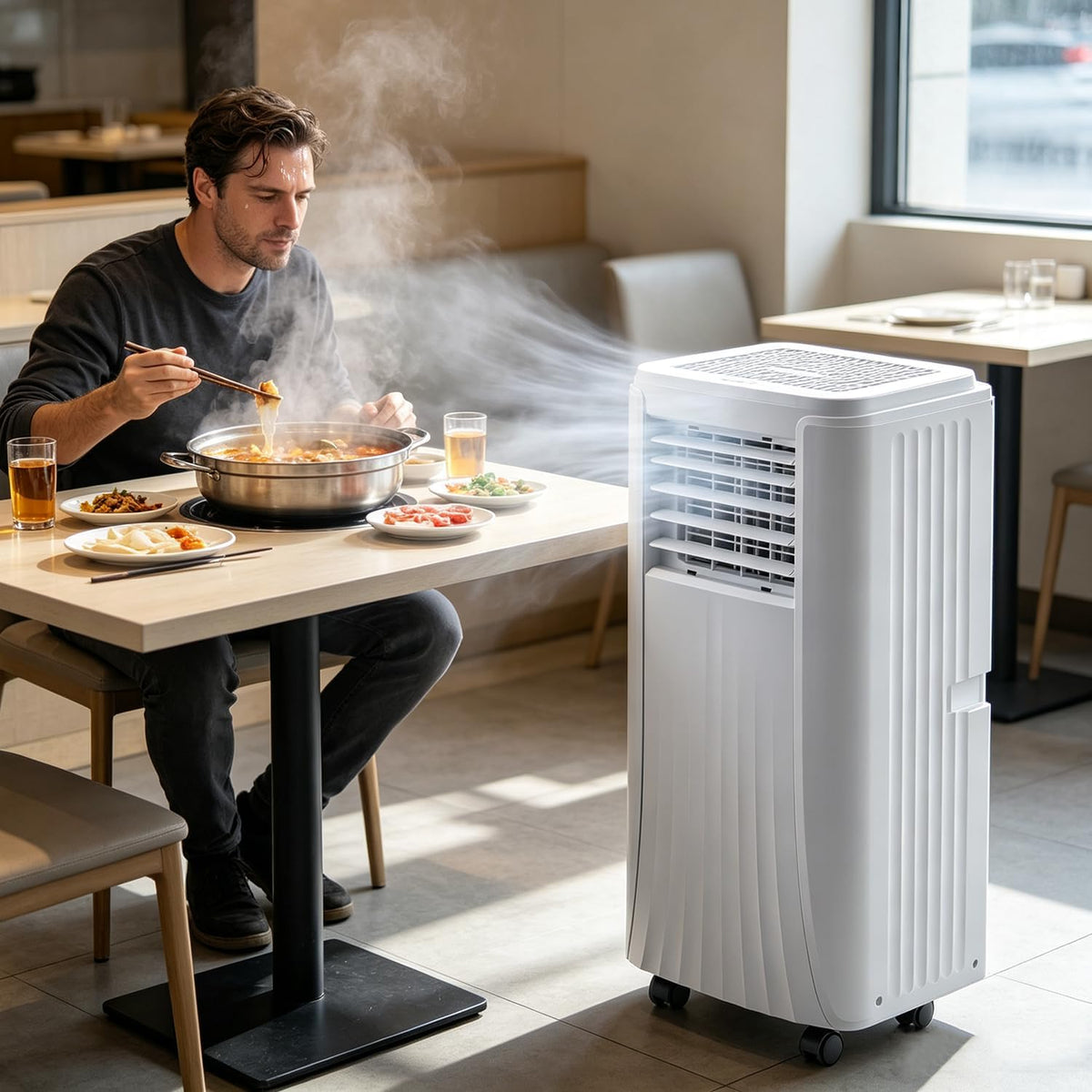 climatiseur, avec télécommande, GEJLELDS, minuterie 24 h et kit fenêtre 9000BTU