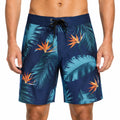 Short de bain homme L en tissu synthétique bleu marine imprimé tropical à lacets