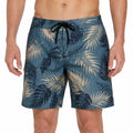Short de bain homme taille L bleu à motif tropical avec cordon de serrage