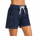 Short de bain femme taille L en tissu bleu marine à séchage rapide style cargo