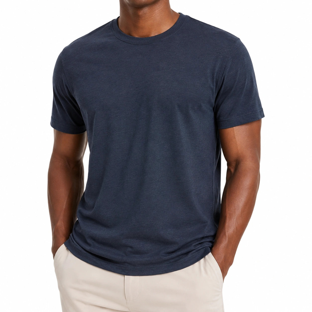 T-shirt homme M en jersey bleu marine à manches courtes coupe classique