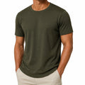 T-shirt homme taille M vert kaki à manches courtes coupe droite