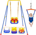 Balançoires, pliable, métal, FCOUMY, 4 en 1 Balancoire Bebe avec Sièges sauteurs Suspendus
