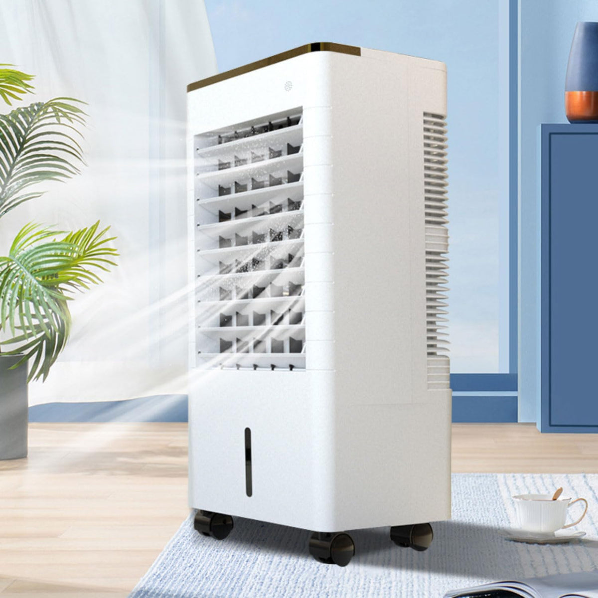 climatiseur, Refroidisseur d'air par évaporation avec grand réservoir d'eau, ventilateur de refroidissement avec minuterie 12 h, oscillation à 90°