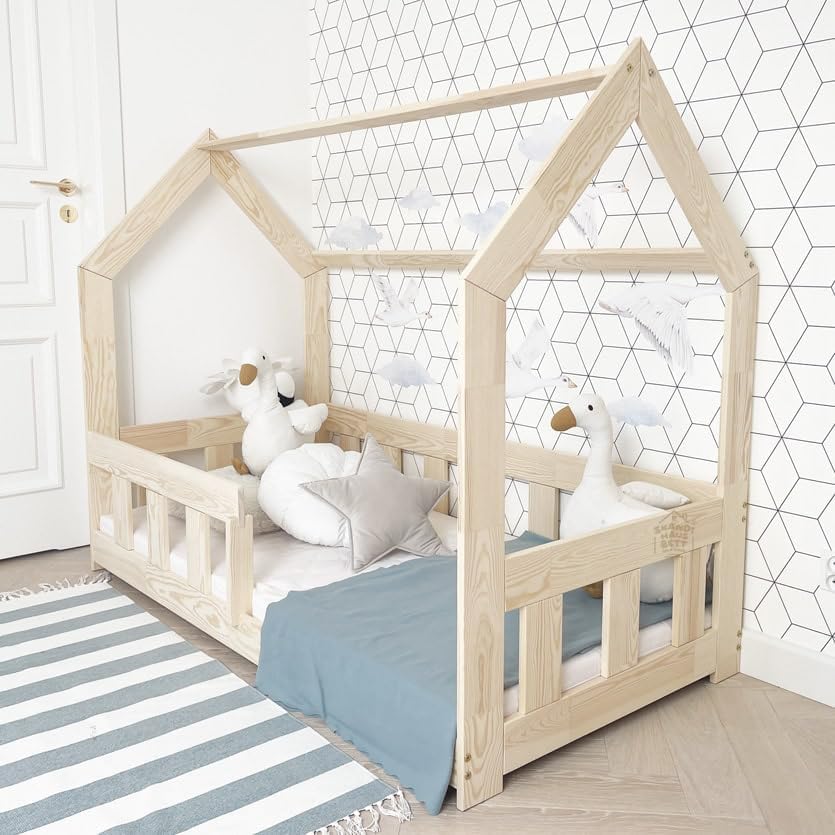 lit, 60 × 120 cm, bois, pour la chambre, Skandi Hausbett