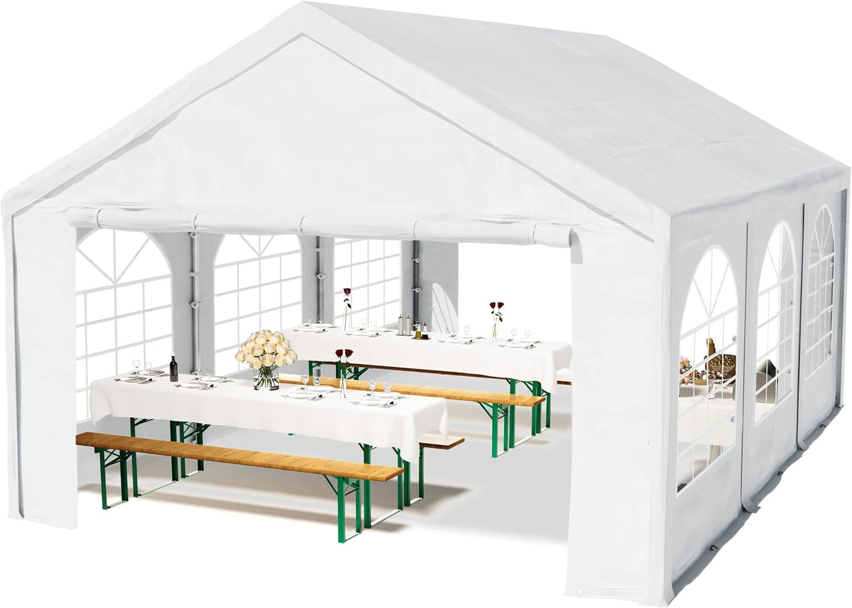 lit, 4 × 6 m, acier, blanc, TOOLPORT, Tente de réception 4x6 m
