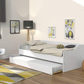 WEBER lit, 90 × 200 cm, avec tiroirs, blanc