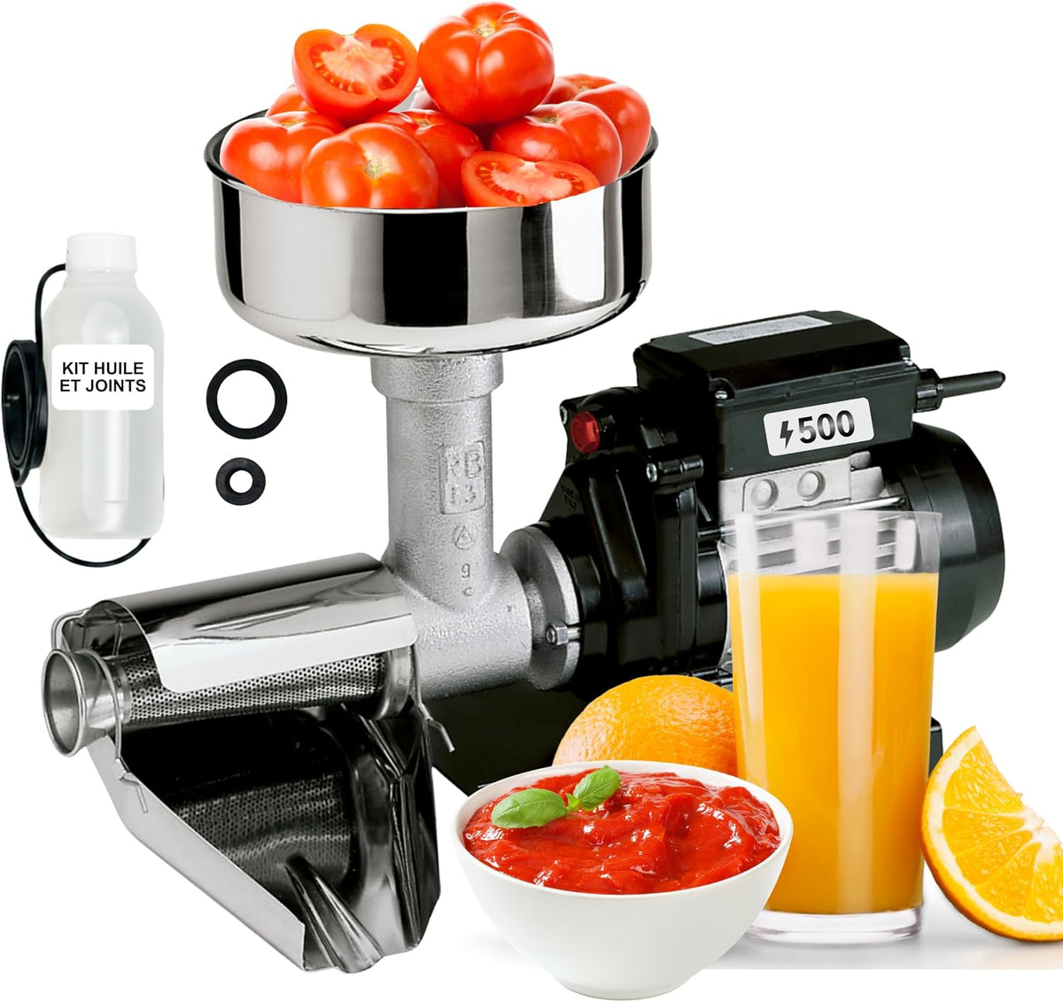 Presse-aliments N.5, 500 W, Reber, Presse-Tomates Électrique pour Coulis et Conserves