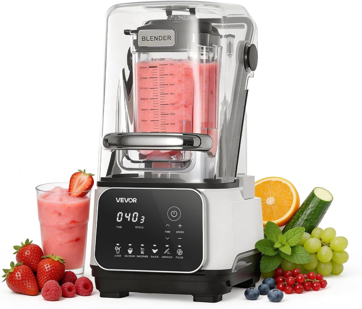 Blenders, 2 L, réglable, pour la cuisine, VEVOR, Mixeur Smoothie de Comptoir 2 L 26000 tr/min, pour Milkshakes Jus de Fruits Purées Cuisine Bar