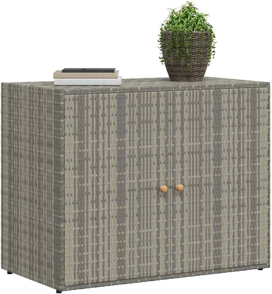 armoire, 100 × 55,5 × 80 cm, gris, pour le jardin, Tomostar, 5x80 cm Résine tressée