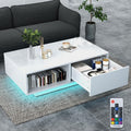table, 95 × 55 cm, avec éclairage LED, avec télécommande, noir, pour le salon, GOPLUS, 9 Luminosité et 10 Modes Clignotants (Blanc)