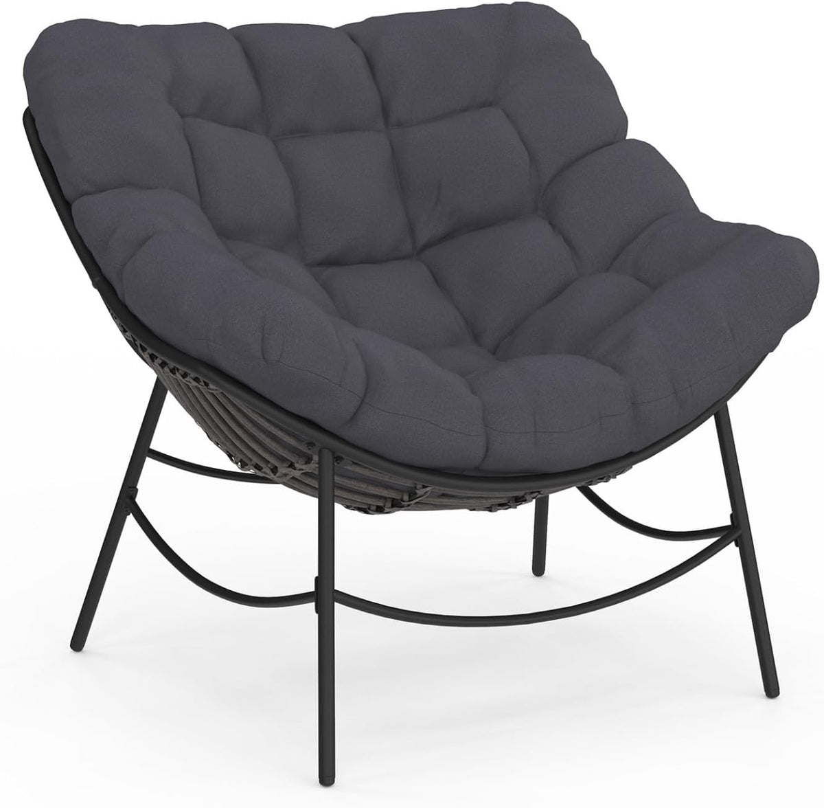 fauteuil, 74.5 cm, gris, pour le jardin, IDMarket