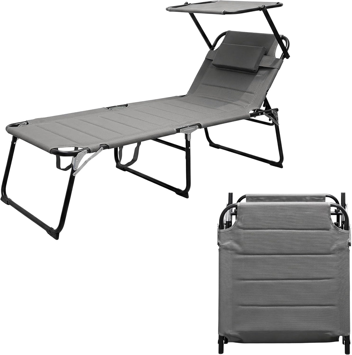 chaise, 200 × 70 cm, aluminium, gris, pour le jardin, Spetebo