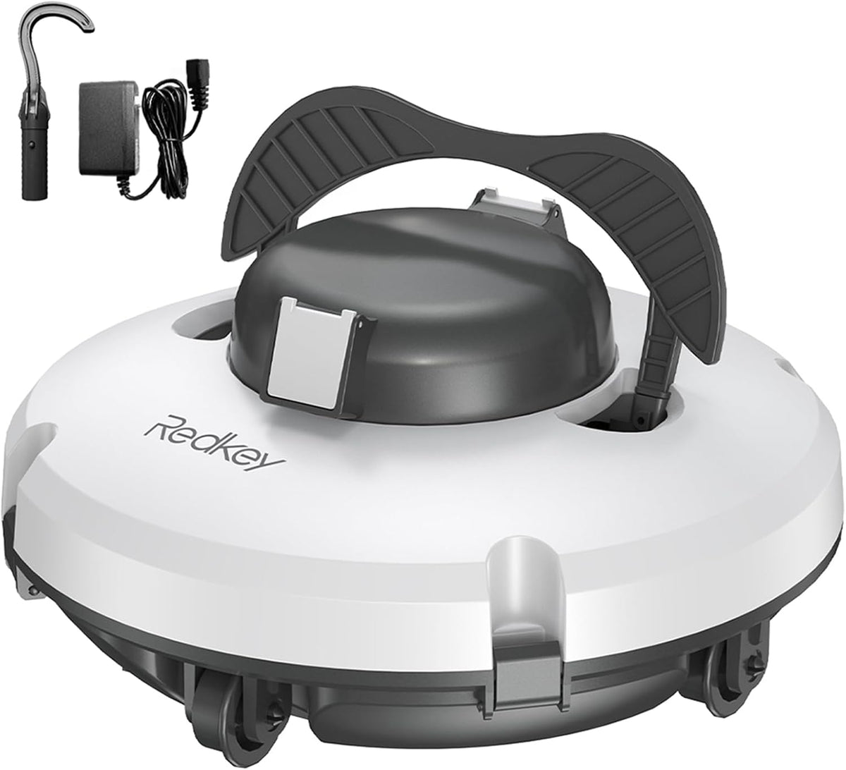 aspirateur S100, sans fil, Redkey, 200Min Nettoyage Puissant 18° Pente, Aspirateur Piscine pour Piscines Hors Sol jusqu'à 120m2