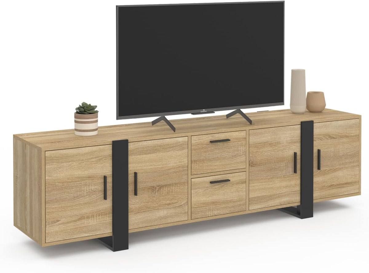 Banc TV, 180 cm, bois, noir, IDMarket