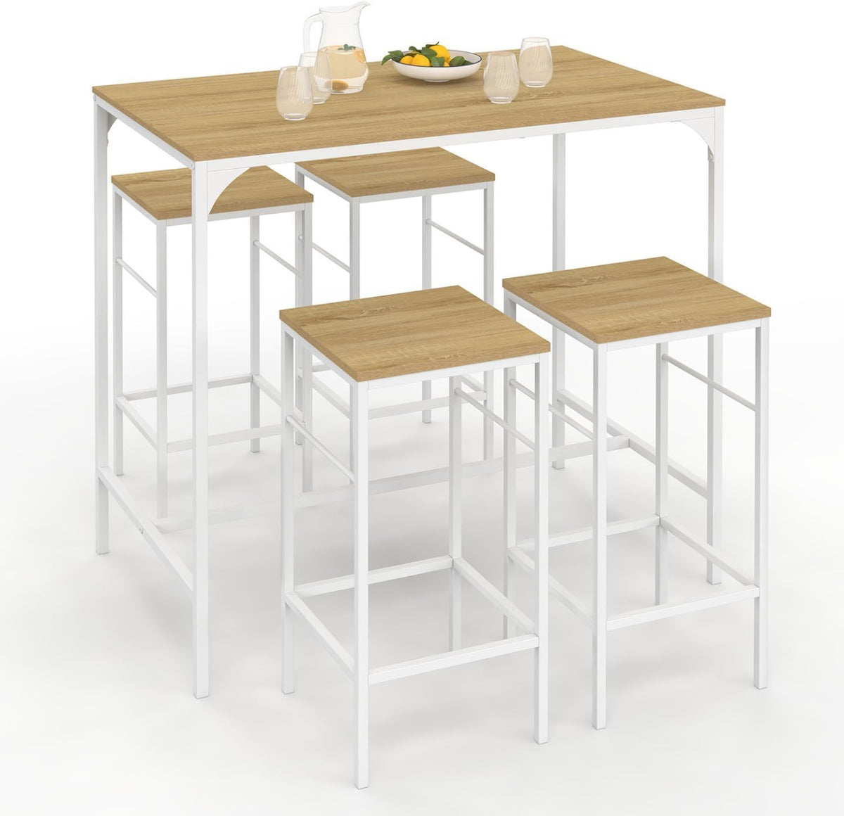 table, 100 cm, bois, métal, blanc, IDMarket