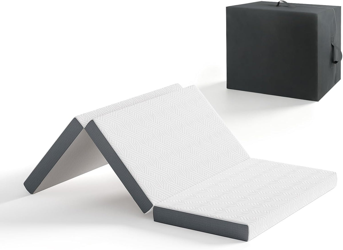 matelas, 120 × 195 × 10cm, pliable, blanc, Vesgantti, Amovible et Lavable avec Sac de Transport