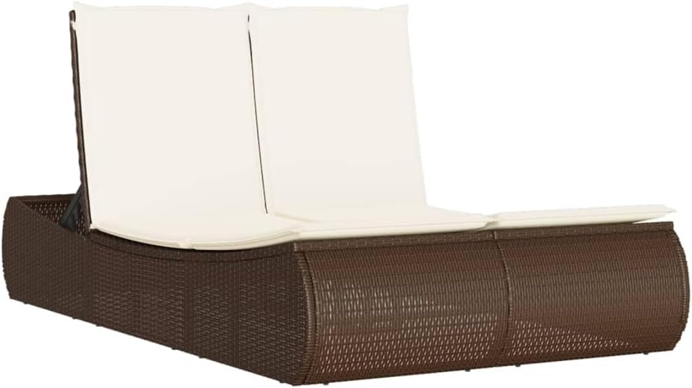 vidaXL chaise, marron, vidaXL Chaise Longue Double avec Coussins Marron résine tressée