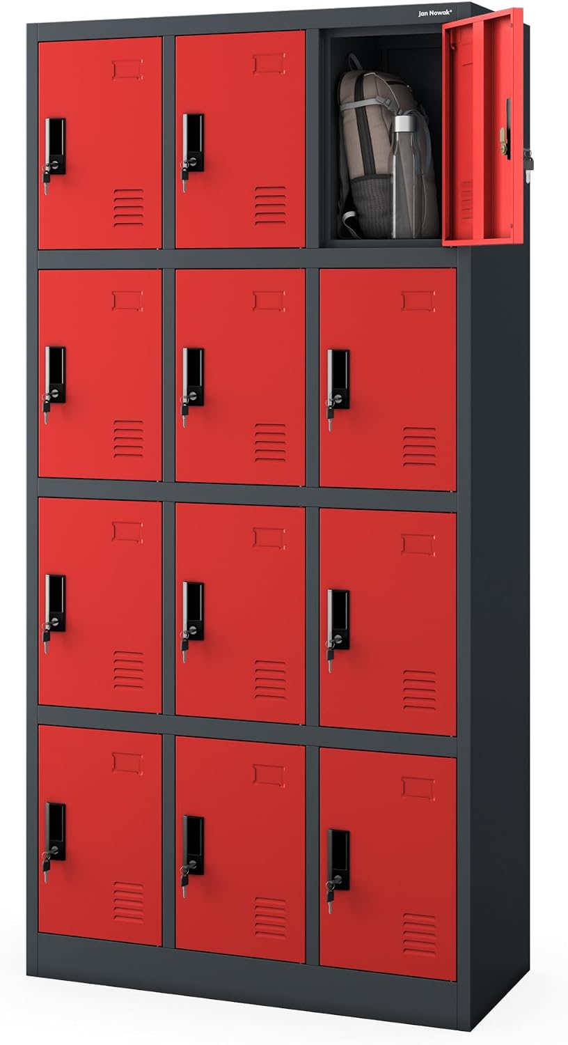 armoire, 185 cm, métal, rouge, Jan Nowak