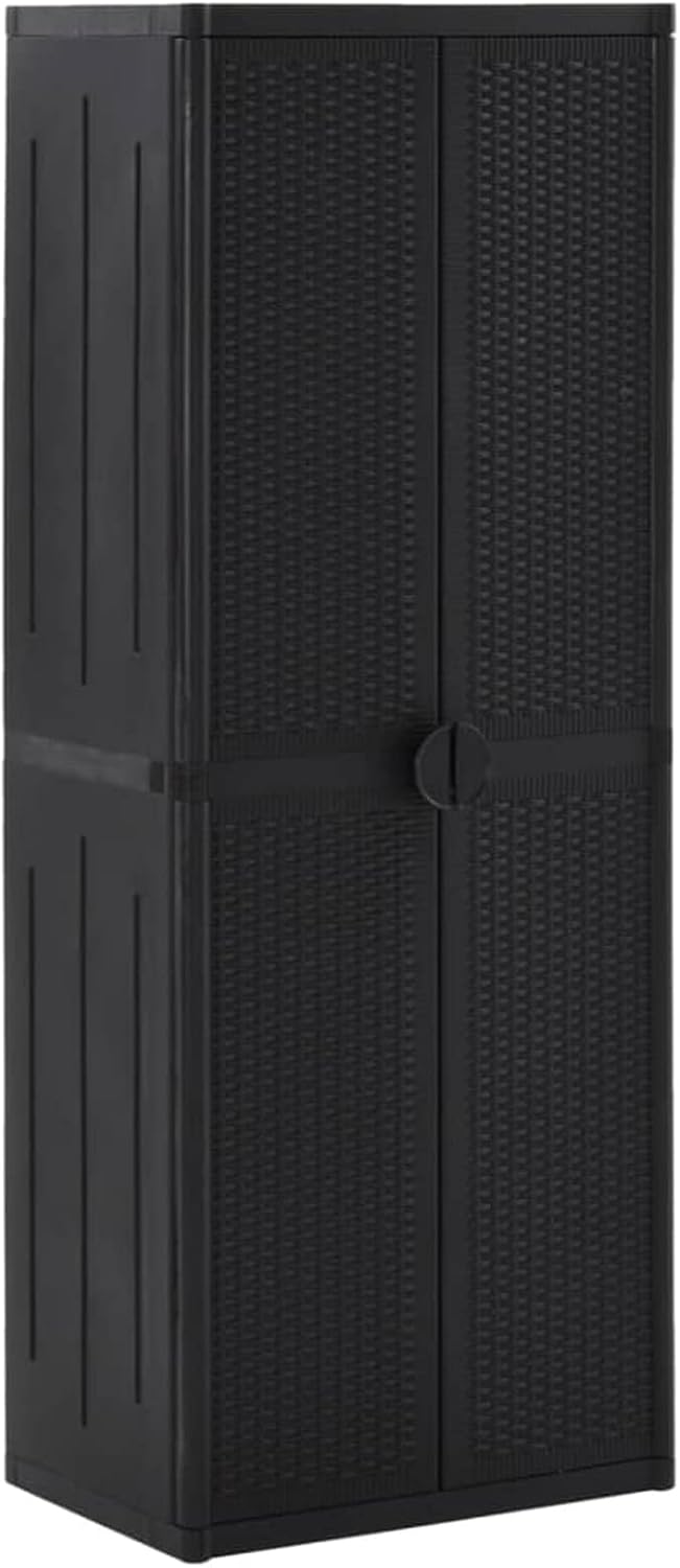 armoire, 65 × 45 × 172 cm, noir, pour le jardin, pour la terrasse, Gecheer, Coffre à Outils pour Pelouse