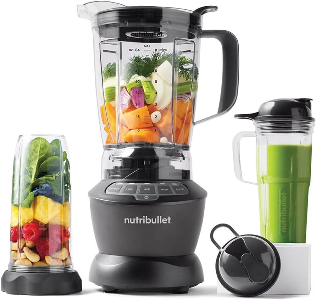 table, 1200 W, 1,8 l, gris, NutriBullet, Comprend une puissante base de 1200 W, 3 tasses de différentes tailles, Mixeur pour smoothies