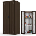 armoire, 76 × 56 × 178 CM, réglable, métal, pour le jardin, YODOLLA, Armoire de Rangement Extérieure à 3 Niveaux, 76 x 56 x 178 CM