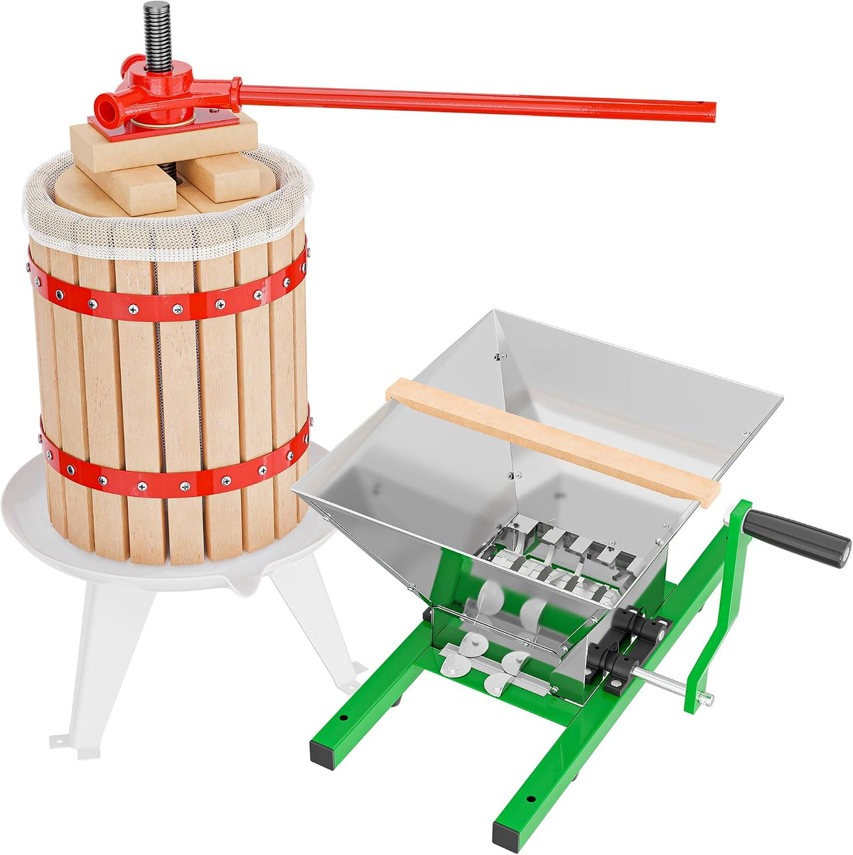 WilTec Pressoirs, 7 L, 18 L, acier, capacité 7 L / 18 L, avec Entonnoir en Acier, Pressoir Manuel pour Moût de Pomme Poire Raisins Baies