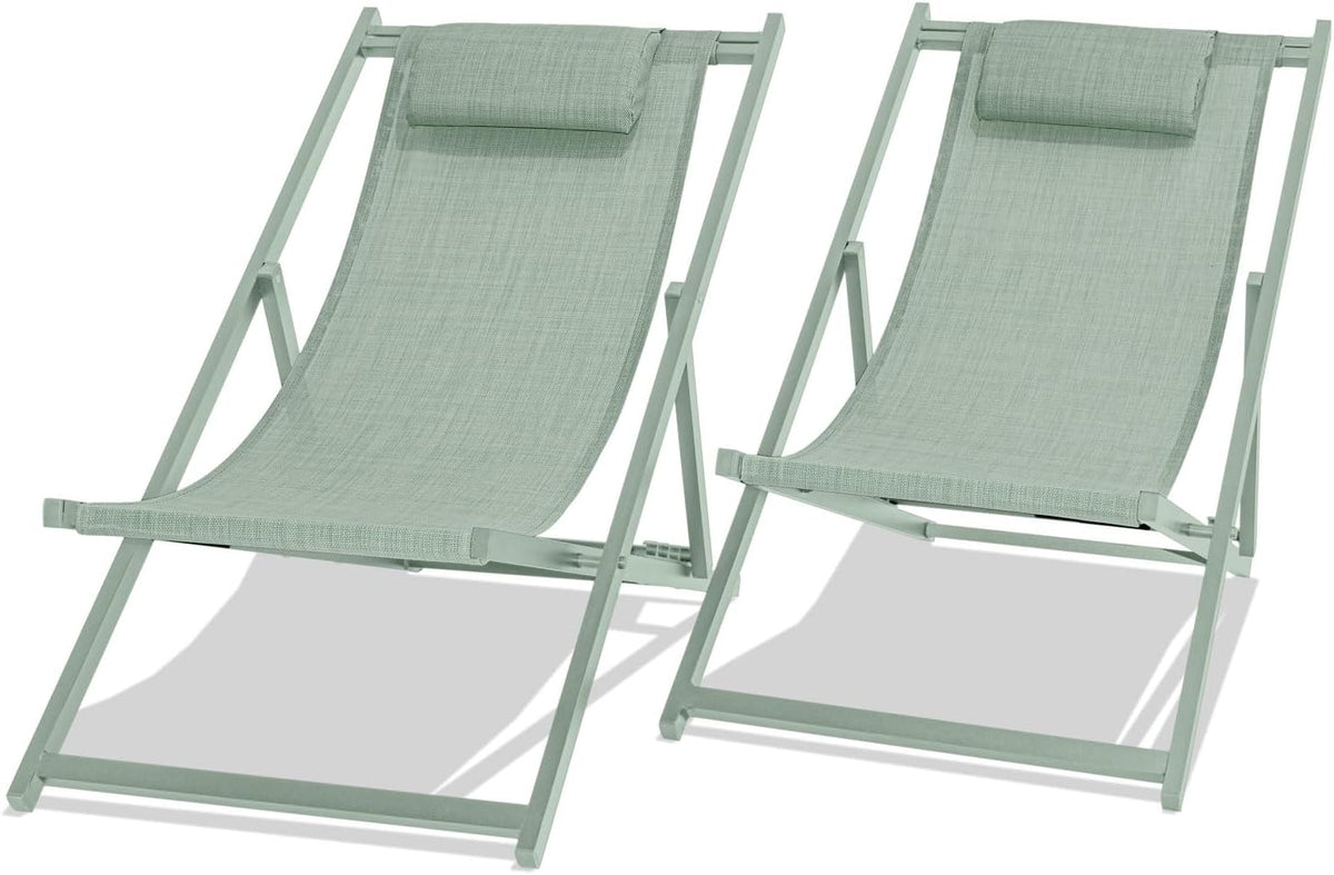 chaise, réglable, aluminium, vert, FRANKYSTAR