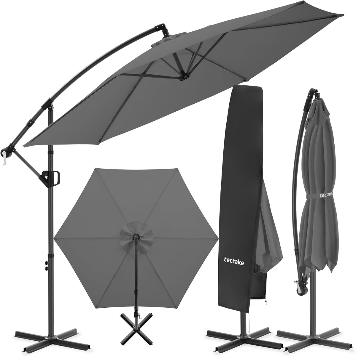 piscine, 3 × 3 m, pour le jardin, pour la terrasse, tectake, 3 x 3 m, Pivotant à 360°, Inclinable de 90° à 135°, Protection UV 50+