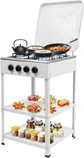table, 49 × 49 × 79 cm, pour la cuisine, Desnysmf, Plaque de cuisson à gaz à 4 feux, interrupteur rotatif avec fond antidérapant et 4 brûleurs