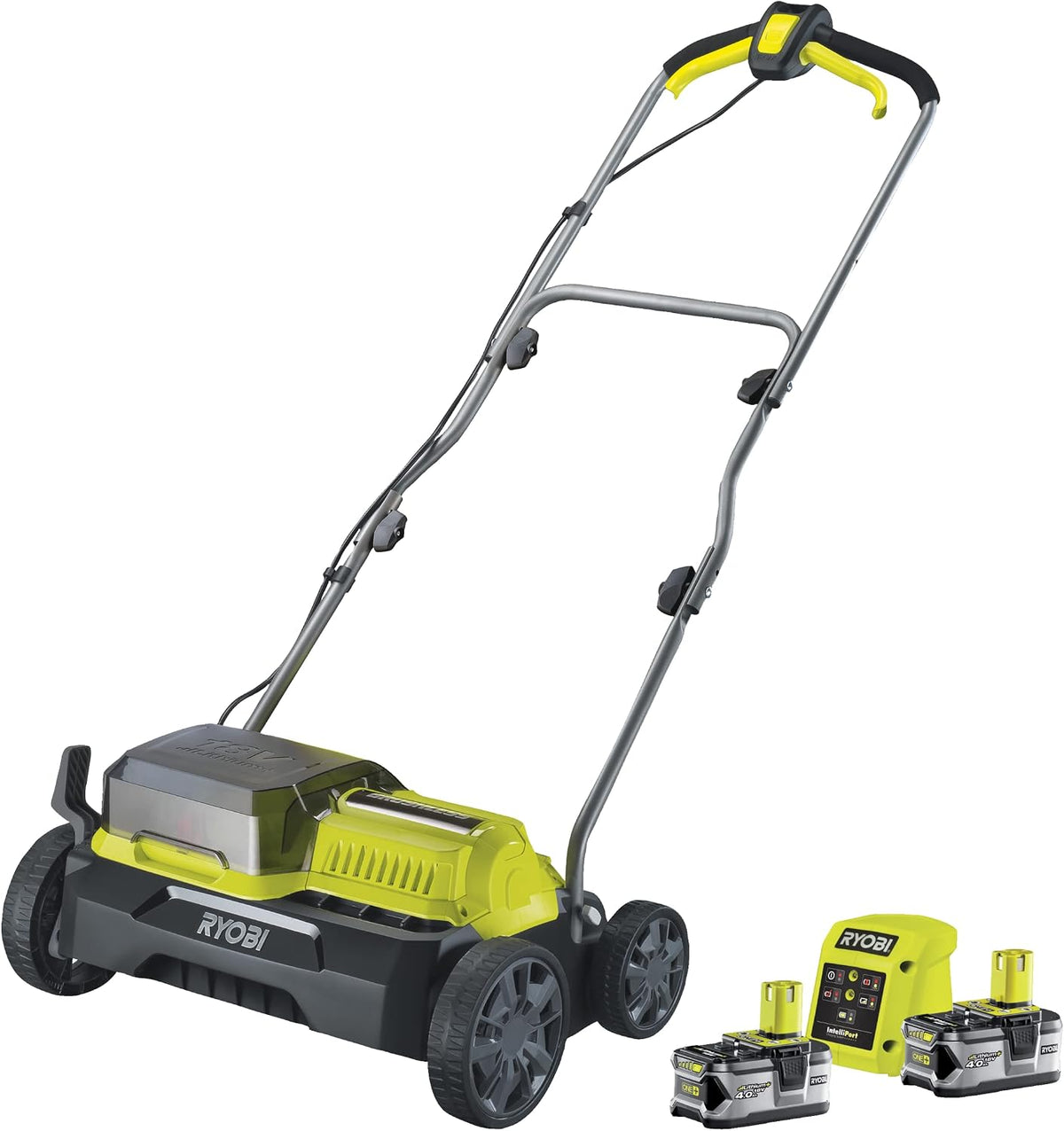 Scarificateurs RY18SFX35A-240, 35cm, 18V, réglable, sans balais, sans fil, RYOBI, 2 Batteries 4.0Ah + Chargeur, Largeur 35cm