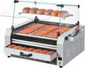 Appareils à hot dog, acier inoxydable, VEVOR, 11 rouleaux, 30 hot-dogs, avec chauffe-petits pains, pour maison