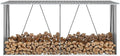 Abris de jardin, 330 × 84 × 152 cm, bois, acier, gris, pour le jardin, Accessoires pour Range-bûches & Porte-bûches, 44859
