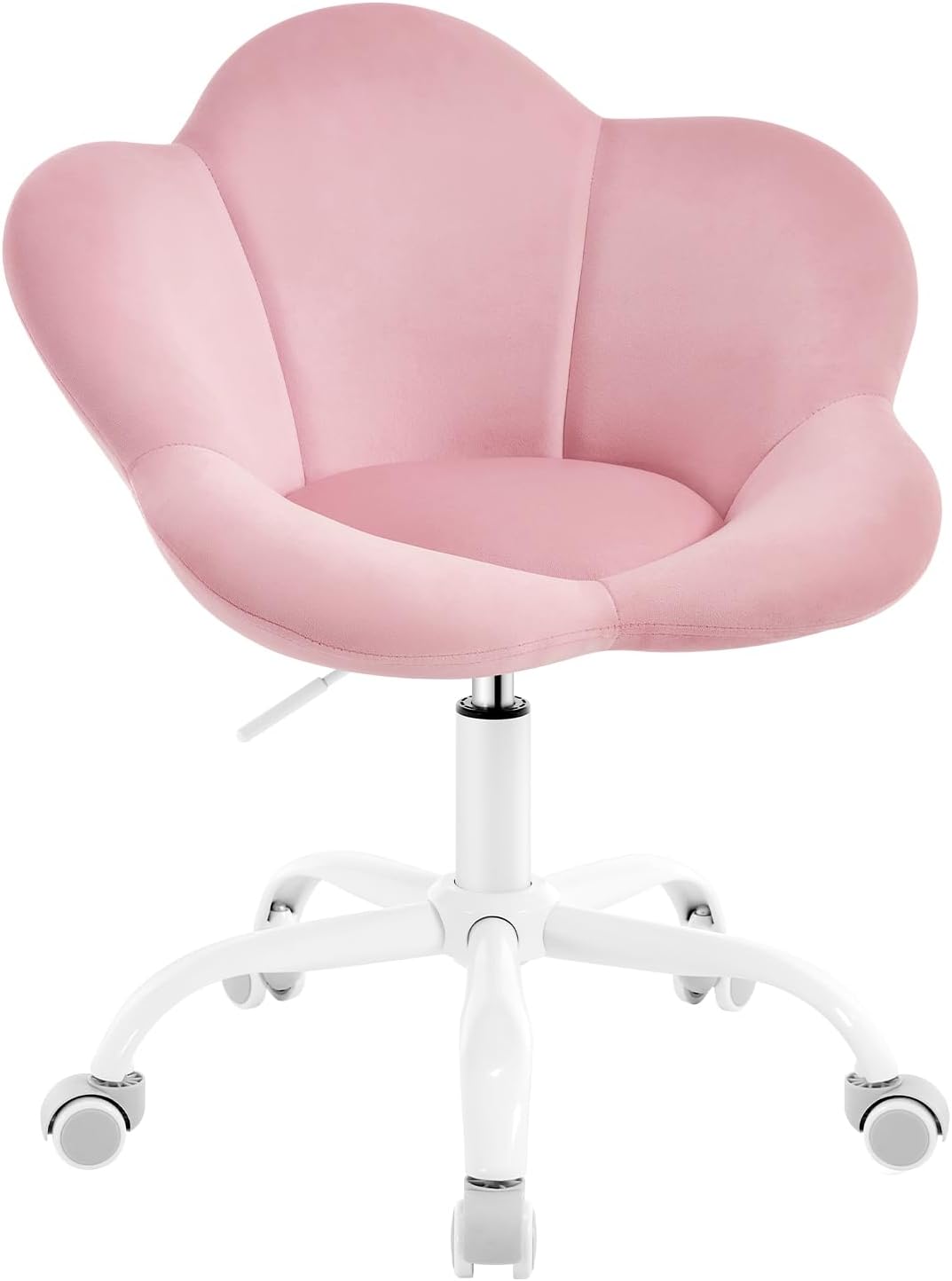 WOLTU chaise, 53cm, pour le bureau, Bureau Enfant, Pivotante en Velours, Rose Clair