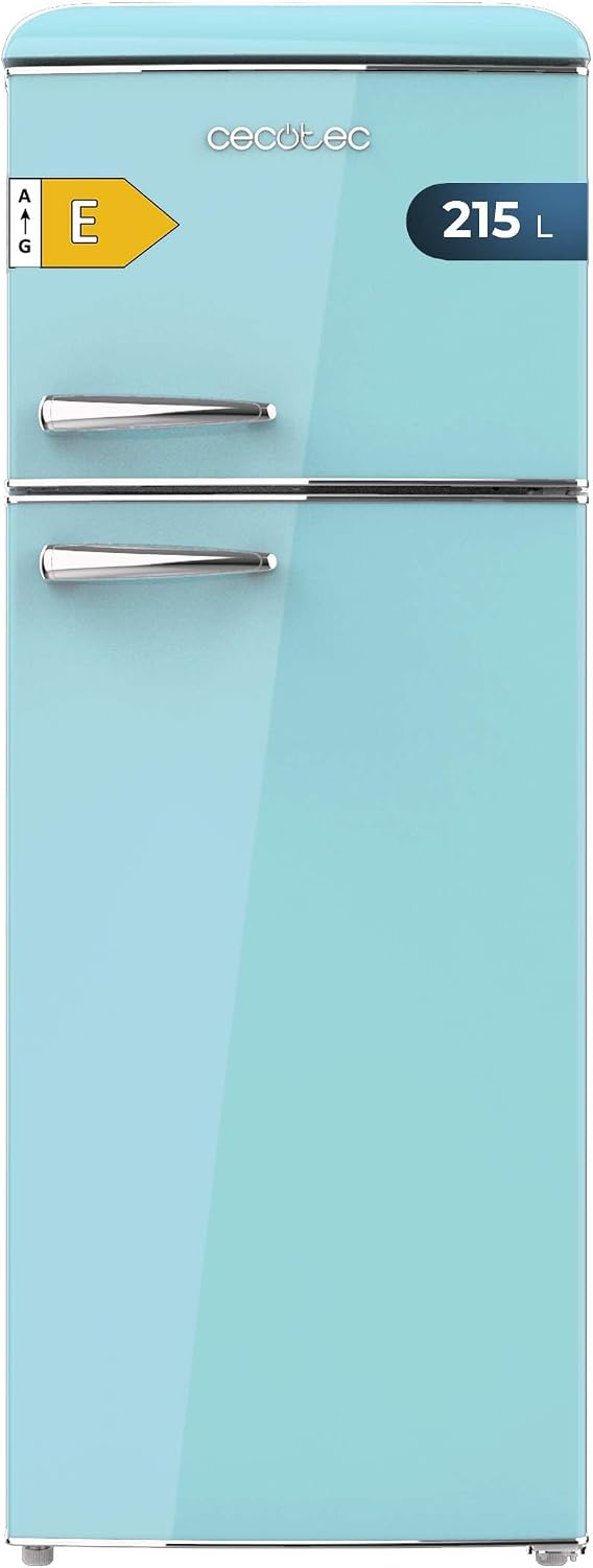réfrigérateur, 148,2 cm, 215 L, avec éclairage LED, verre, bleu, Cecotec, 2 cm et largeur 55