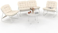 Ensembles de salons de jardin, acier, blanc, pour le jardin, pour le salon, IDMarket