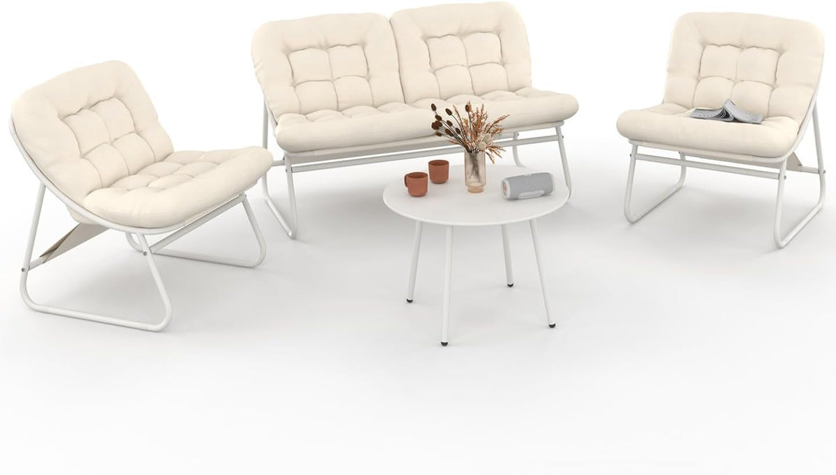 Ensembles de salons de jardin, acier, blanc, pour le jardin, pour le salon, IDMarket
