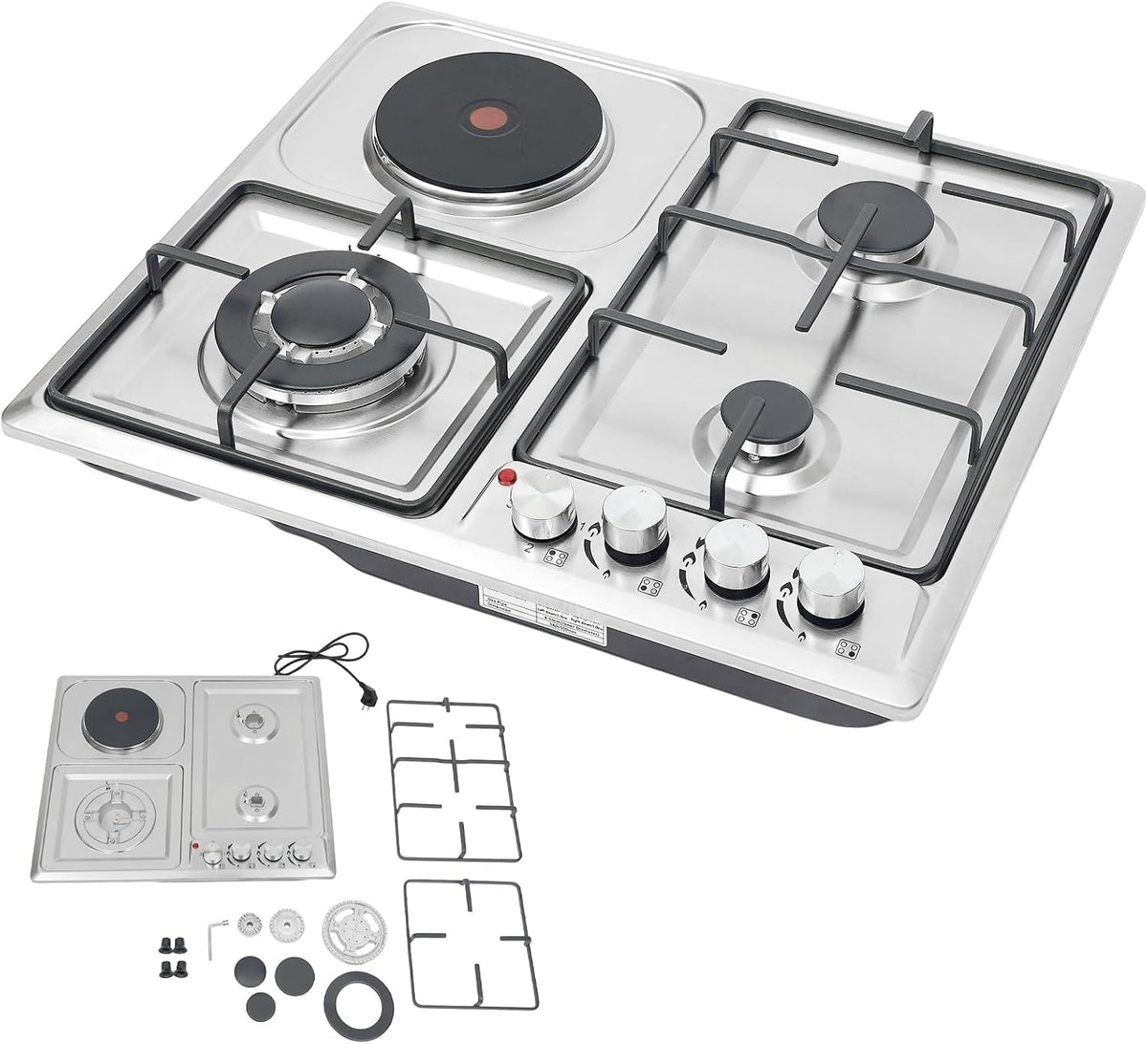 table, acier inoxydable, ROGONPDK, Plaque de cuisson à gaz 4 foyers