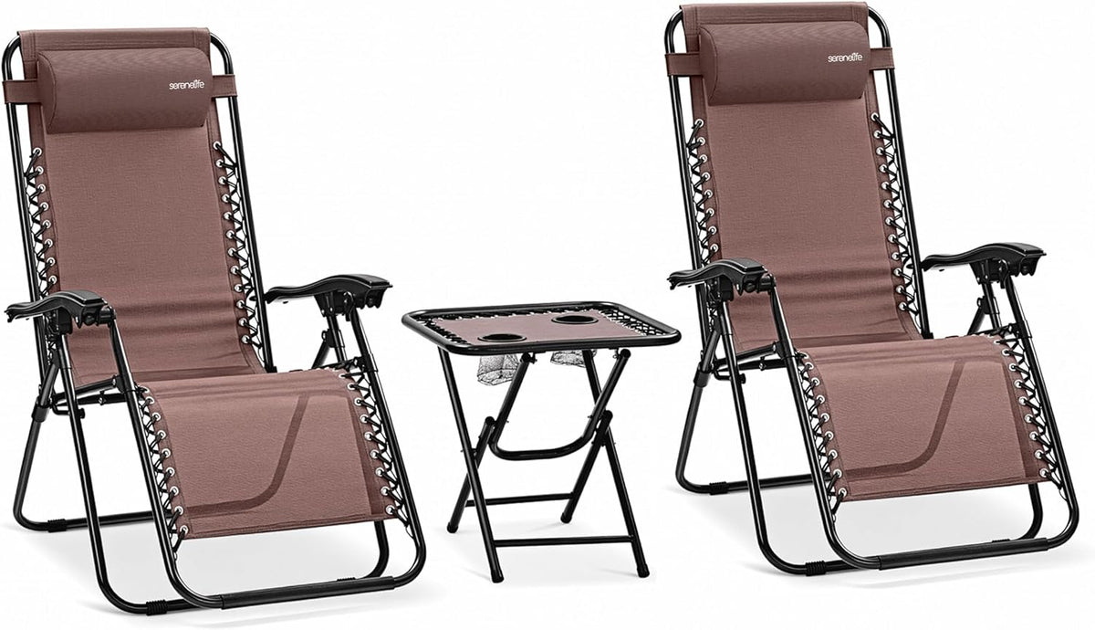 chaise, réglable, marron, pour le jardin, SereneLife