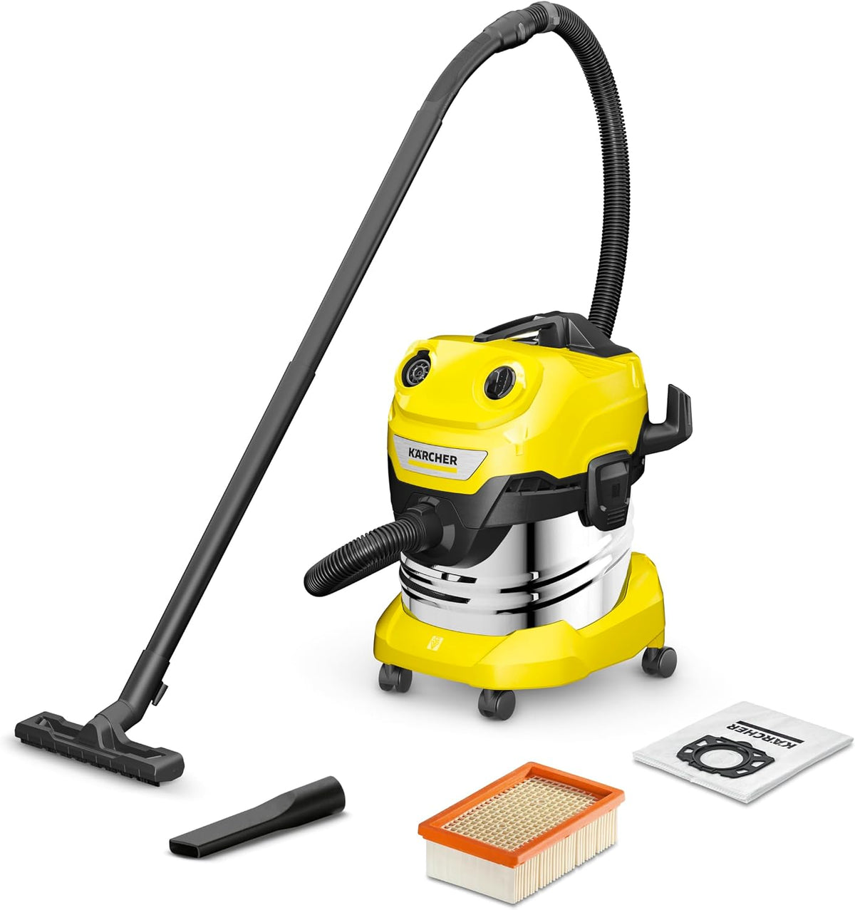 Kärcher V-20/5/22 aspirateur, 1000W, 20L, acier inoxydable, Puissance: 1000W, Cuve en Inox: 20L, Flexible d'Aspiration: 2