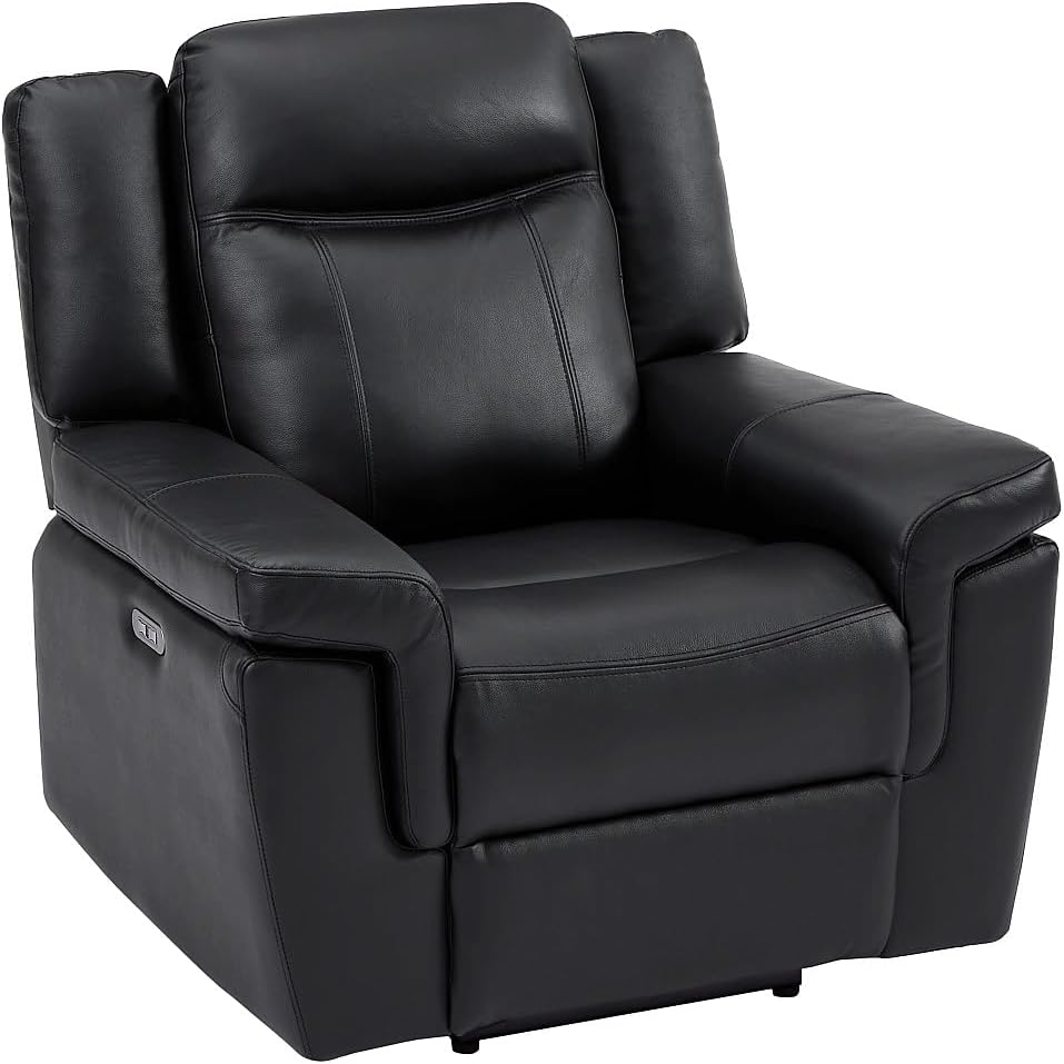 fauteuil, 98 cm, cuir, noir, Vente-unique
