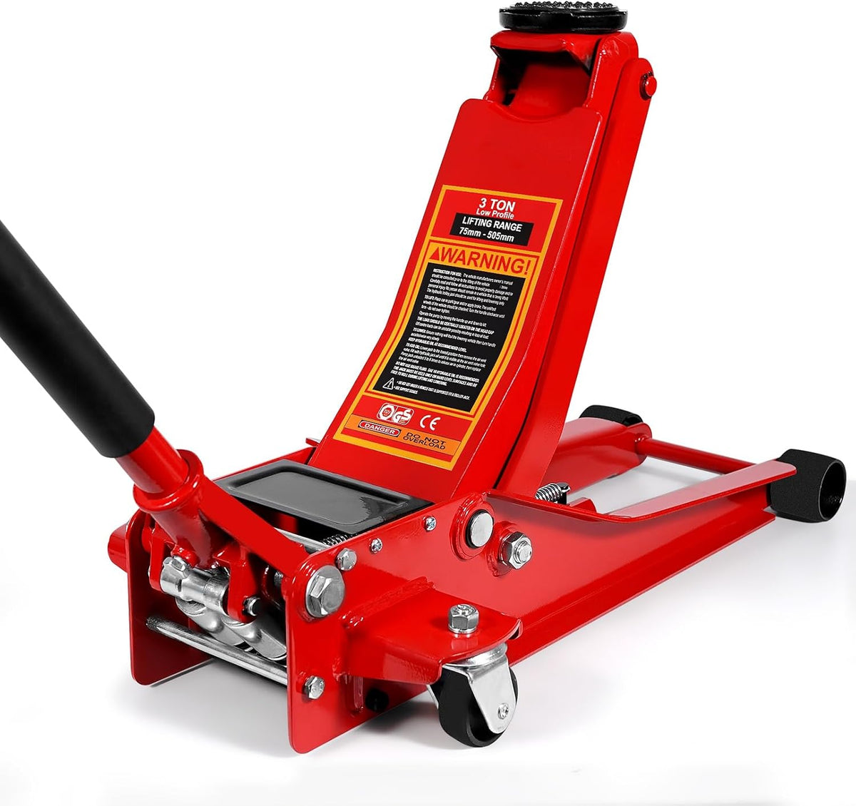 Vérins de plancher, 75 mm, acier, HYCHIKA BETTER TOOLS FOR BETTER LIFE, avec Pompe de Levage Rapide à Double Piston, capacité de 3 tonnes (6 600 LB)