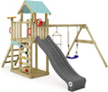 Jeux d'escalade, 9 × 9 cm, bois, pour le jardin, Wickey, portique en Bois avec balançoire et Toboggan